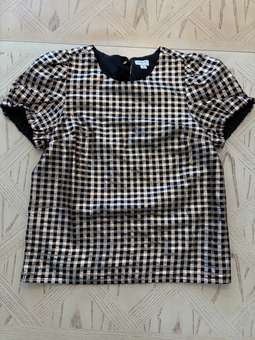 J. Crew Metallic Plaid Blouse